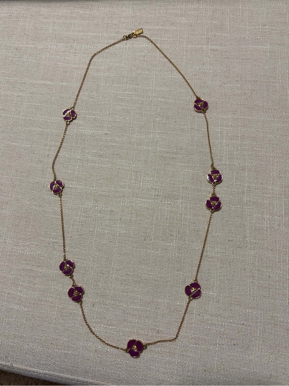 kate spade Gold Chain Necklace with Purple Enamel Flowers